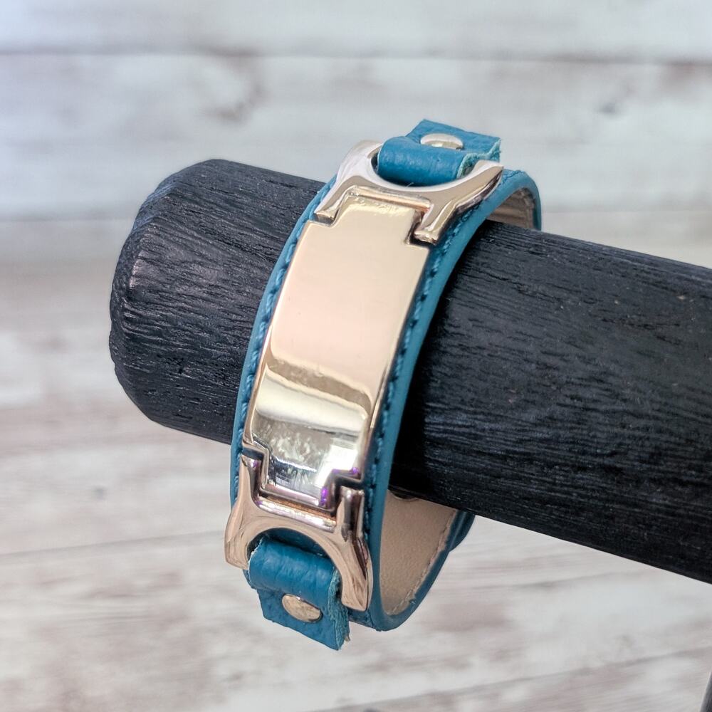 Blue & Gold Tone Cuff Bracelet - Fair Condition